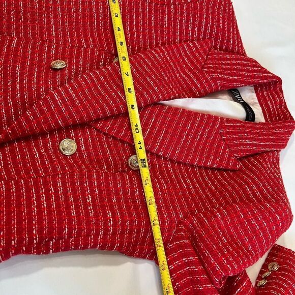 ZARA RED Texture Double Breast Blazer Size Small - Picture 10 of 14